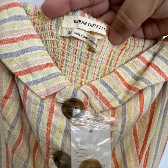Urban Outfitters Linen Blend Button Down Stripe Billie Romper - Picture 8 of 11